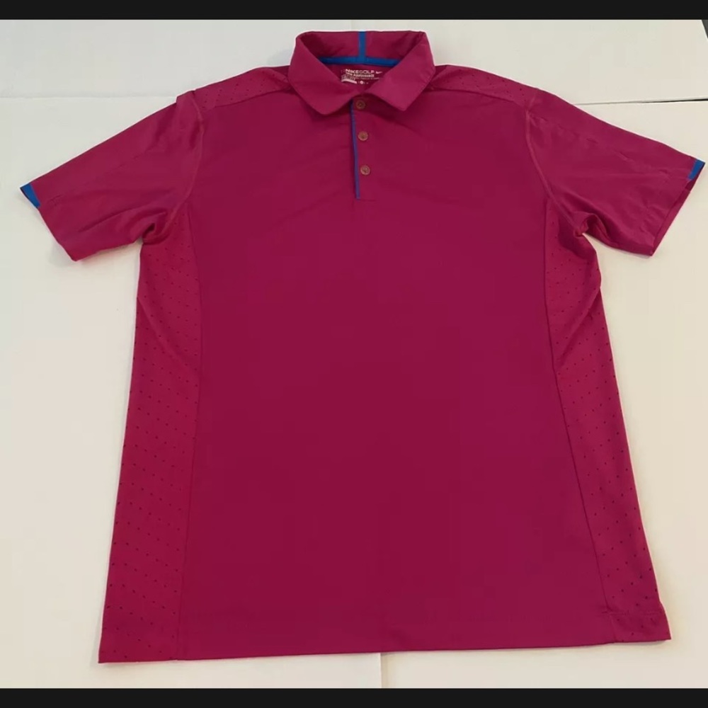 Nike Dri Fit Men's Tour Performance Polo Golf Shirt Size Medium Pink & Blue